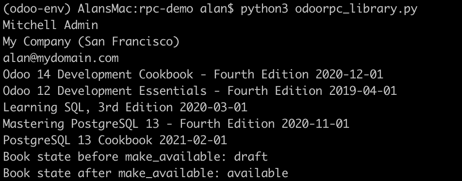 Odoo 14开发者指南第二十章 Odoo中的远程过程调用（RPC）