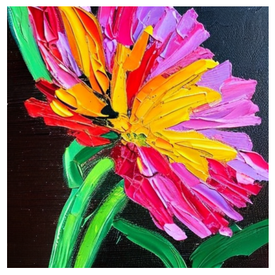Acrylic palette knife painting of a flower